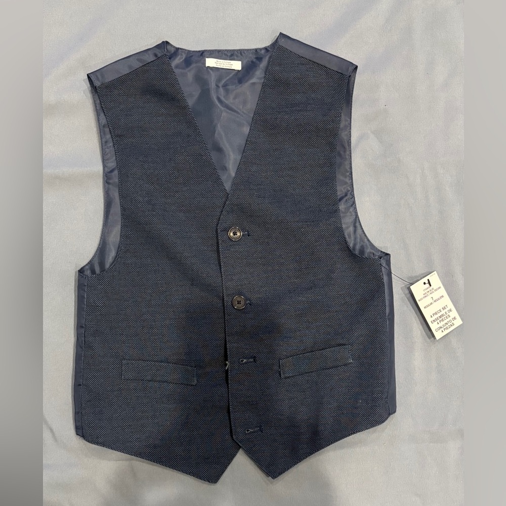 Calvin Klein Navy Vest and Patterned Shirt Set - Picture 4 of 5